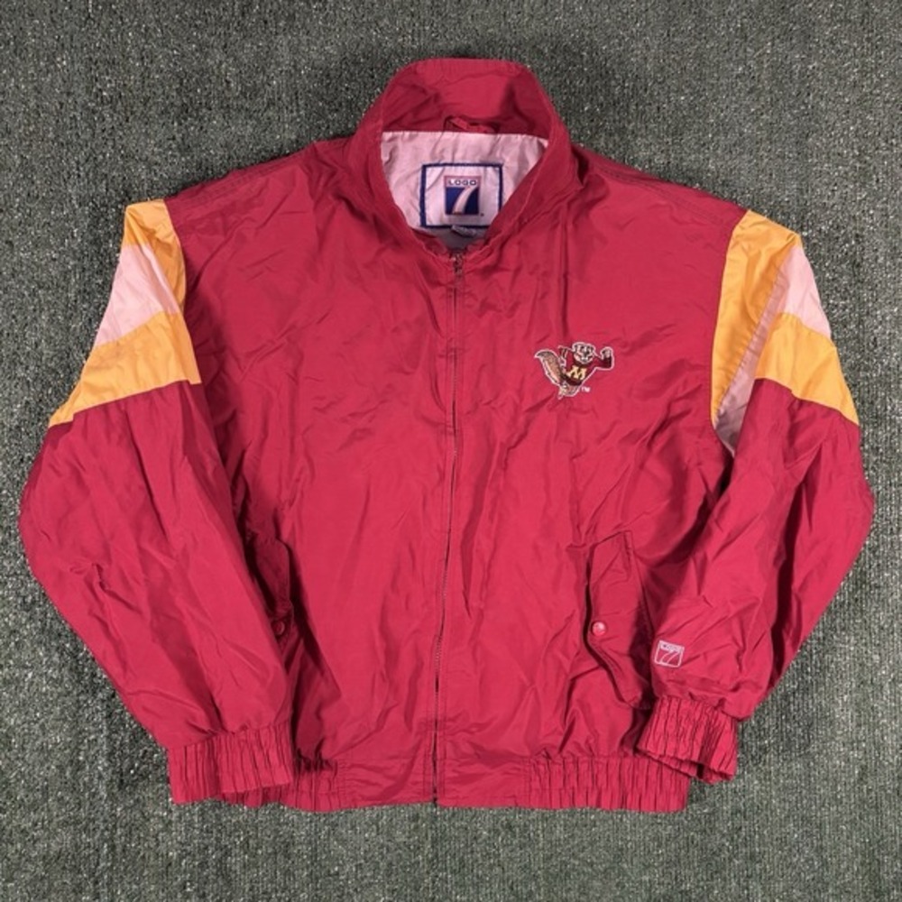 Vintage Logo 7 University Of Minnesota Golphers Full Zip Windbreaker Jacket XL‎